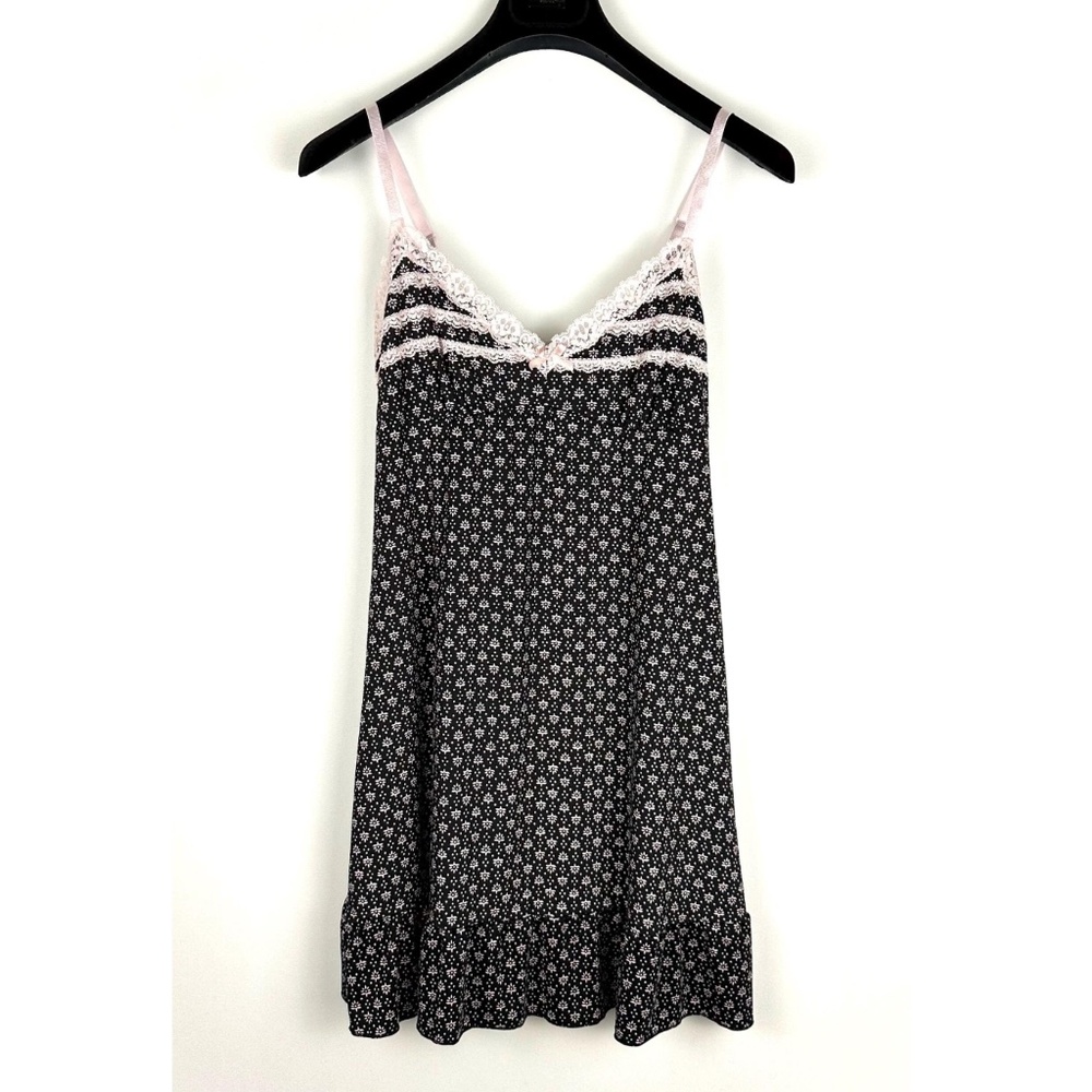 Vintage Marilyn Monroe Lingerie Printed Slip Dress in Black & Baby Pink • S/M